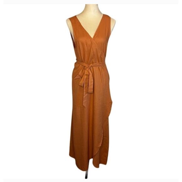NWT Andie The Maxi Wrap Dress in Auburn Linen Blend Size XS - Picture 1 of 5